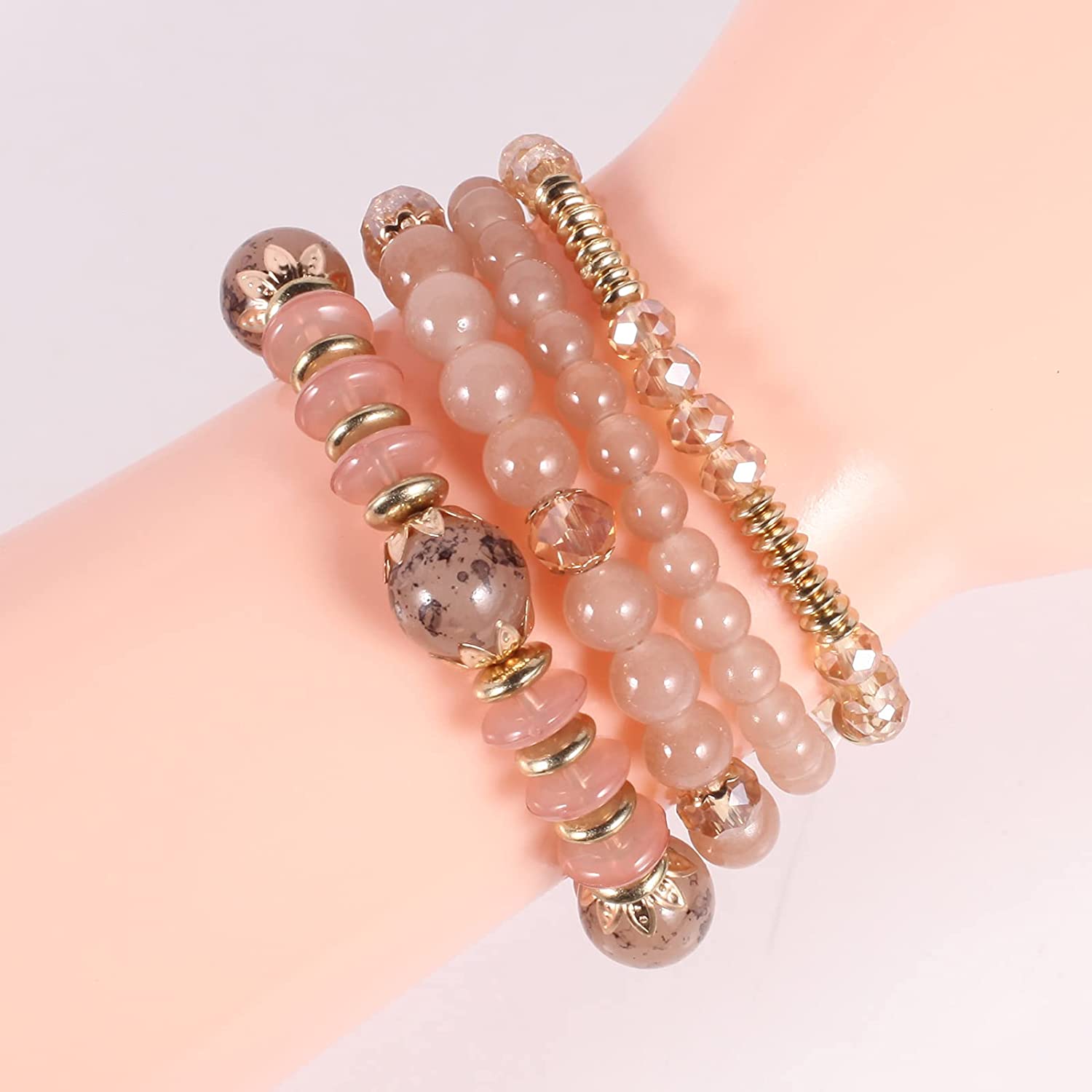 Solosoya Bohemian Boho Stackable Bracelets for Women Set, Girls Stretch Multilayer Stack Beads Colorful Beaded Charm Bracelets Girl Handmade Jewelry - Image 2